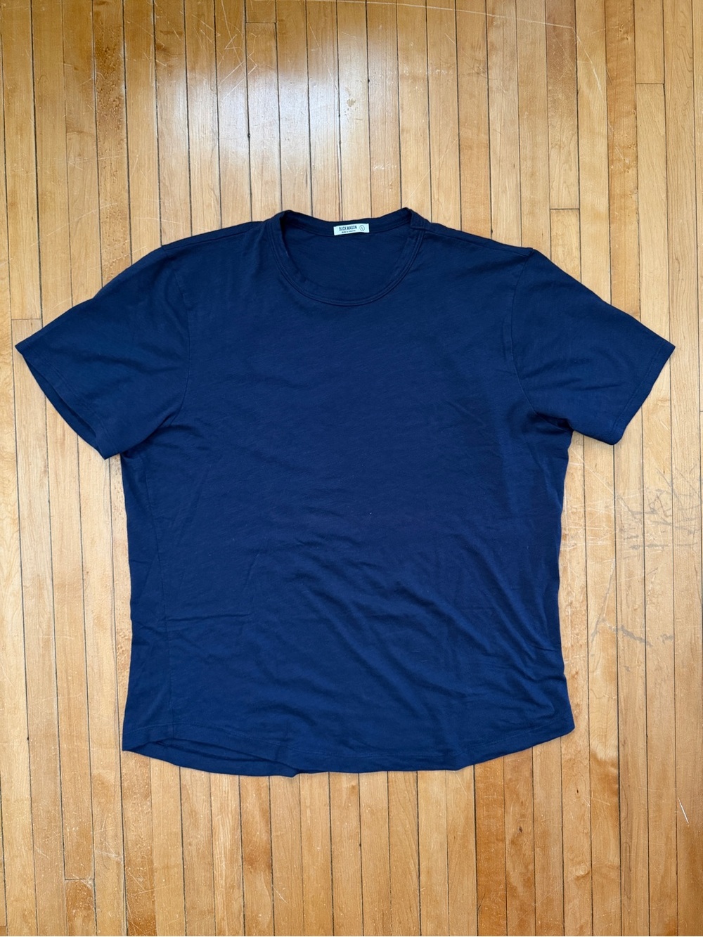 Buck Mason Pima Curved Hem Tee 100% Cotton Dress Navy Blue Sz. L